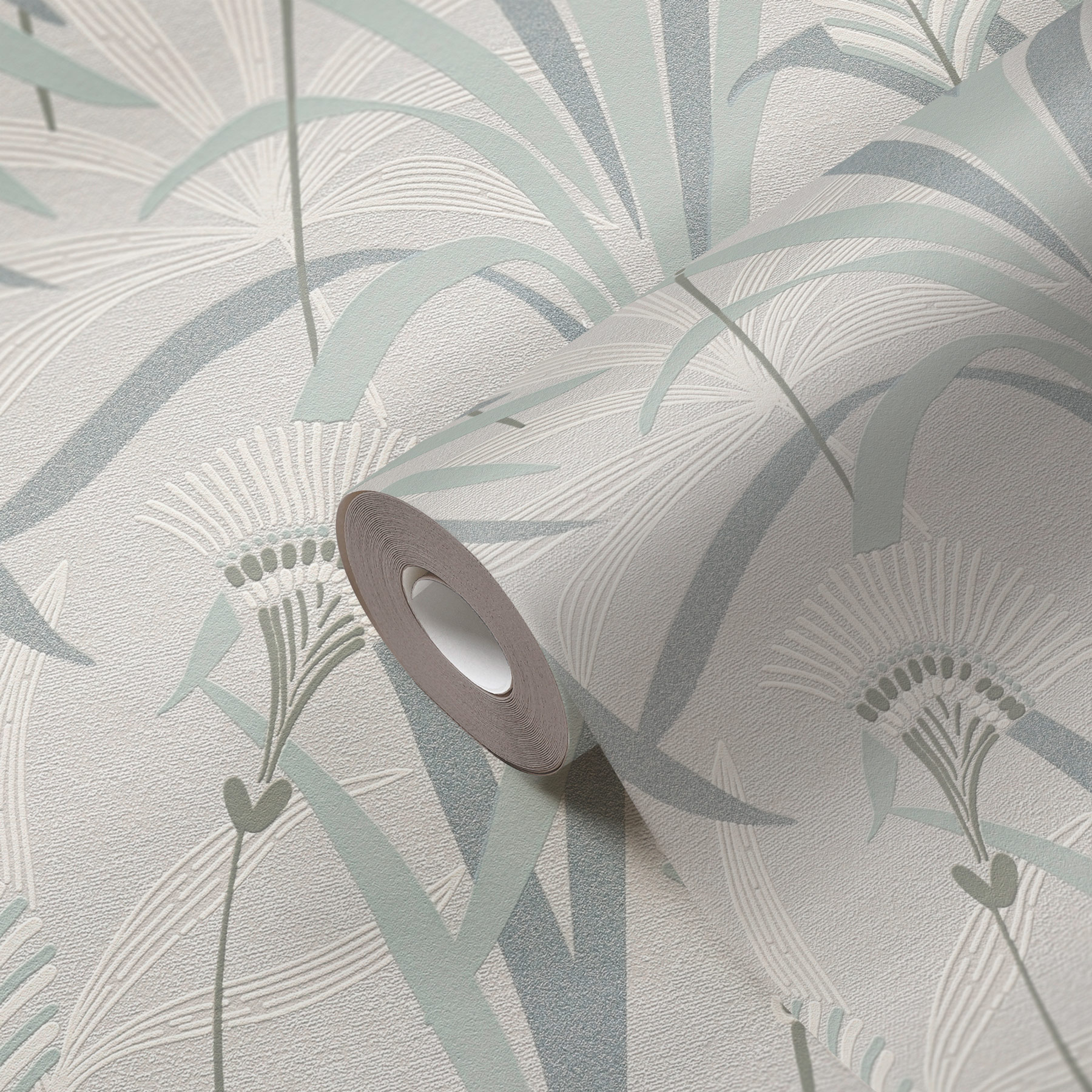 AS Vliestapete French Affair Blätter Grau 399363