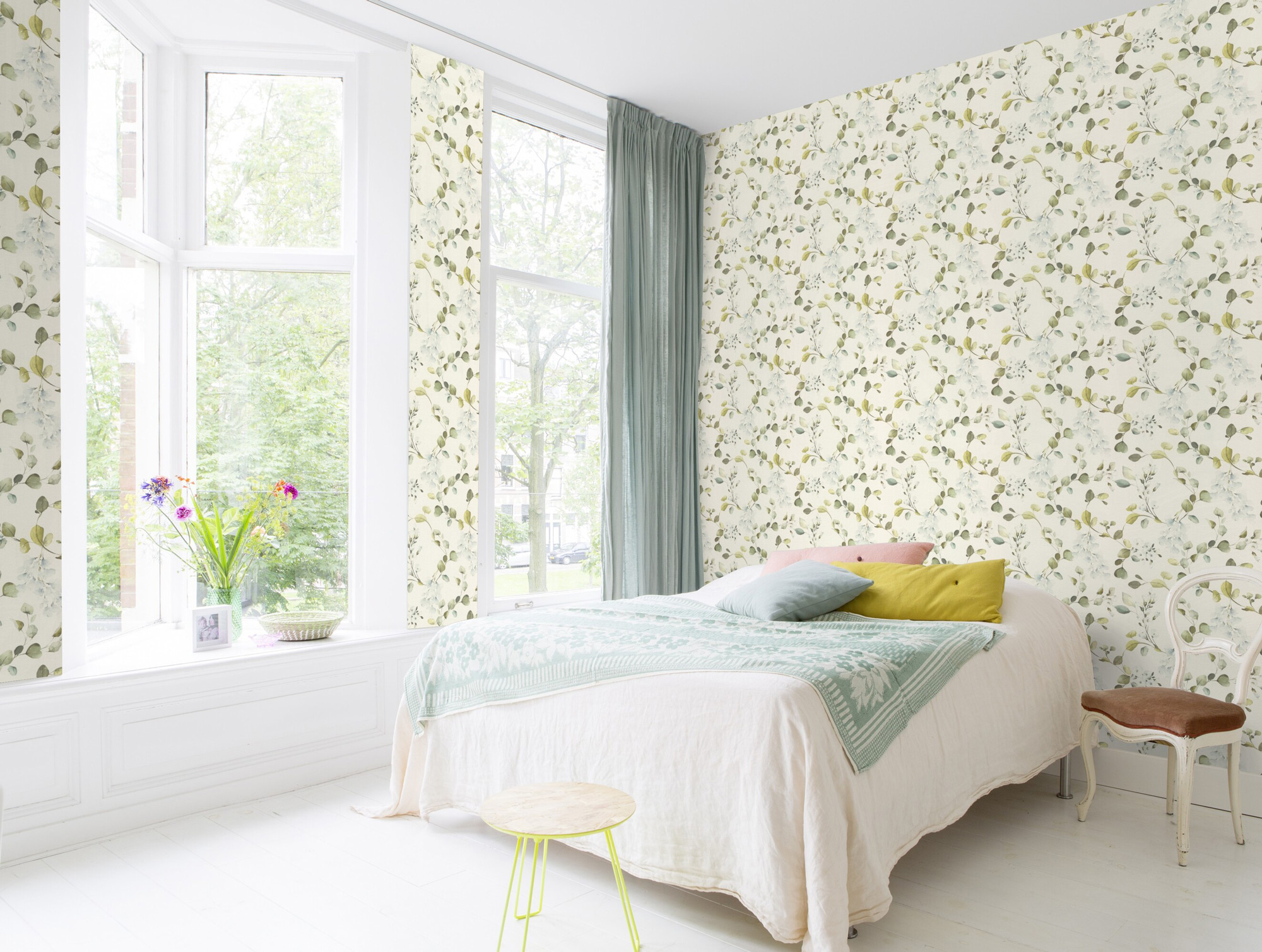 Rasch Vliestapete Peonies Blau Blätter 582222