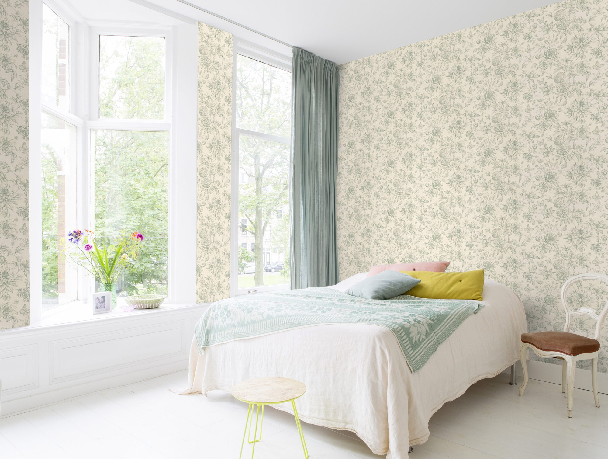 Rasch Vliestapete Peonies Grün Blumen 793925