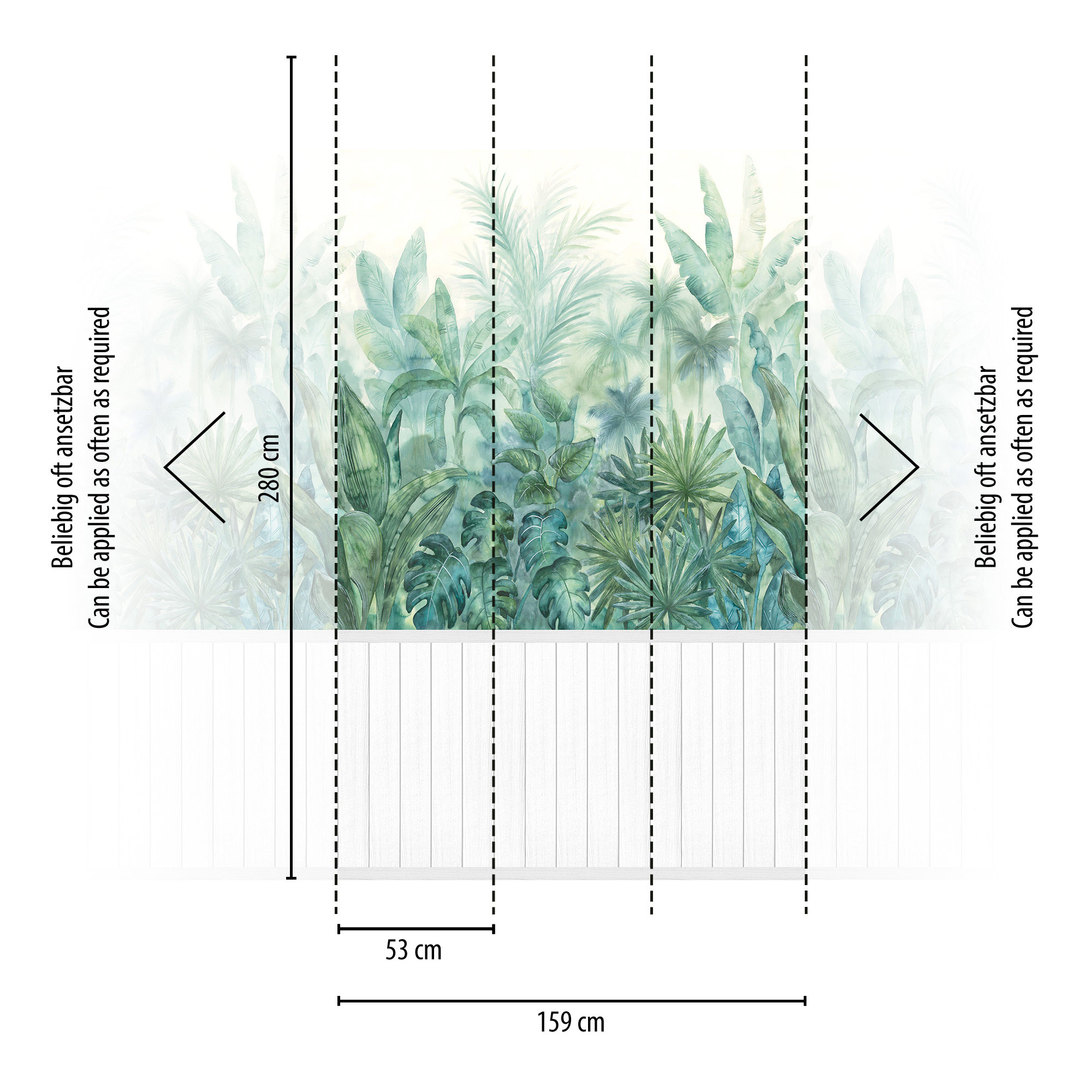 AS Vliestapete Wallpanel weiß Dschungel 398101
