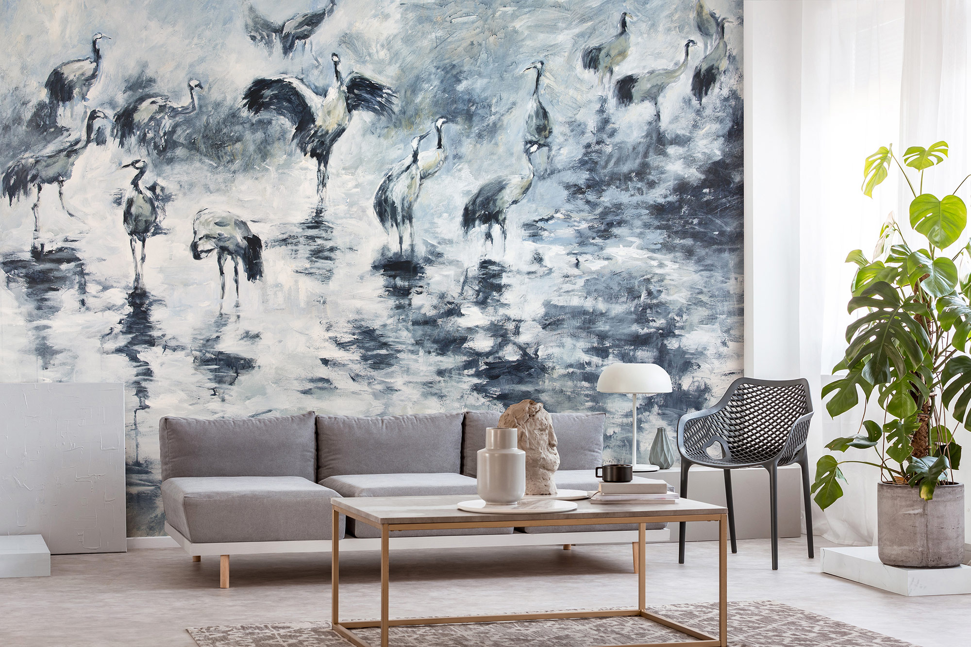 Erismann Fototapete GMK Art Edition Kraniche blau 222910