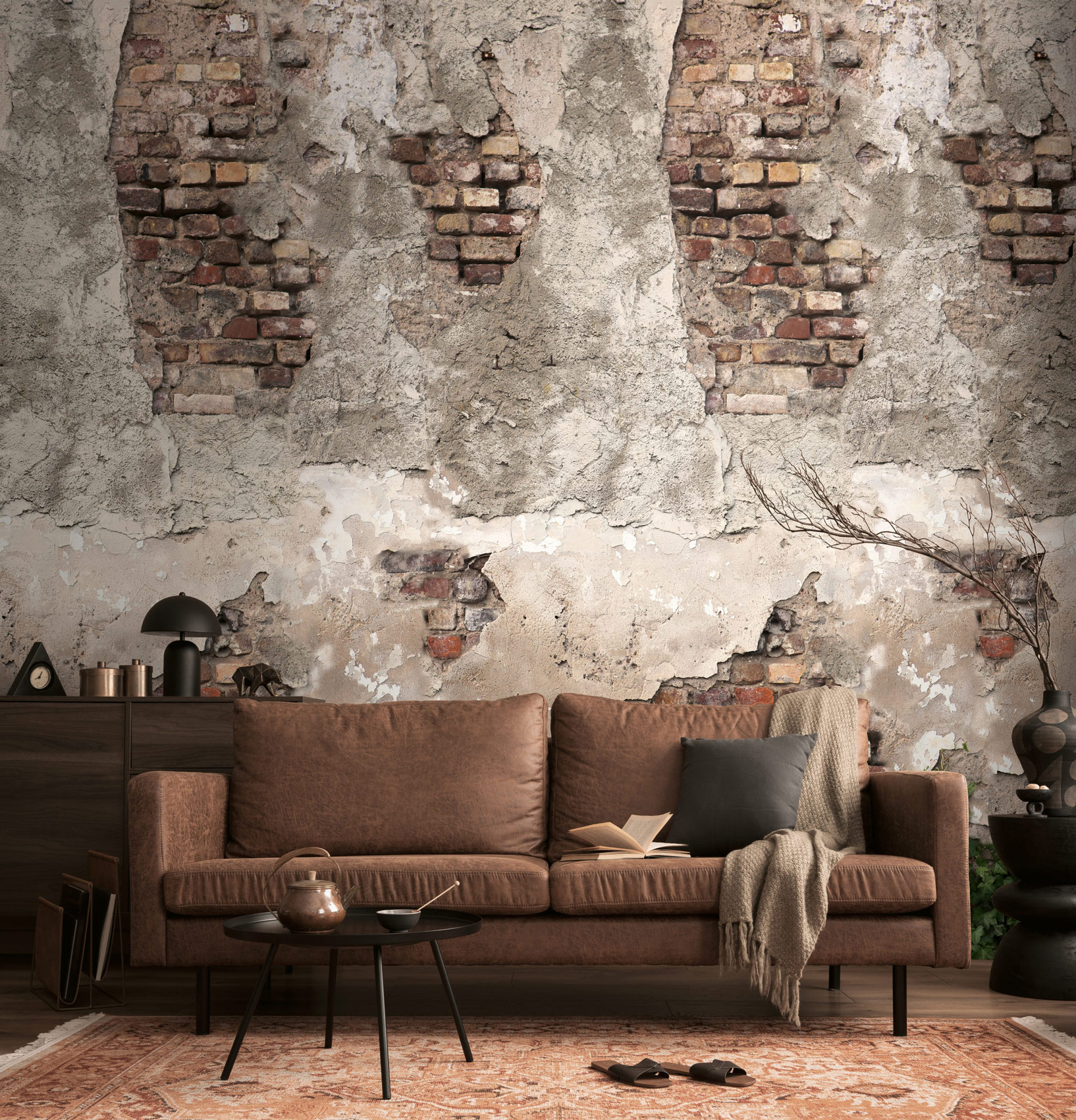 AS Fototapete The Wall 4 Efeublätter Braun 792267