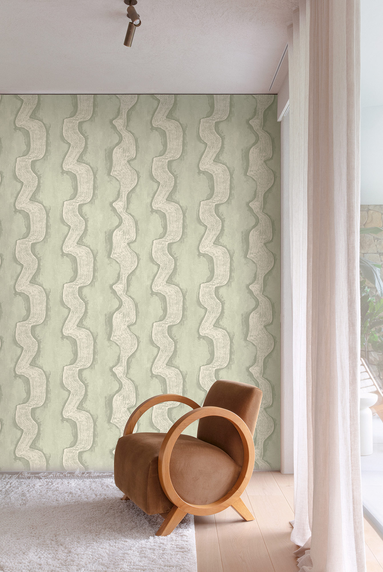 Masureel Fototapete Panel Traces Shodo Lime DGTRA304260