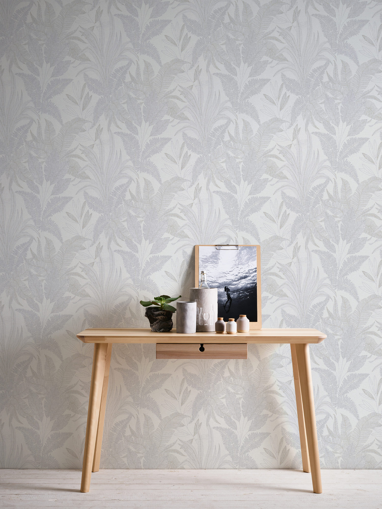 Livingwalls Vliestapete Stories of Life Floral Grau 396541