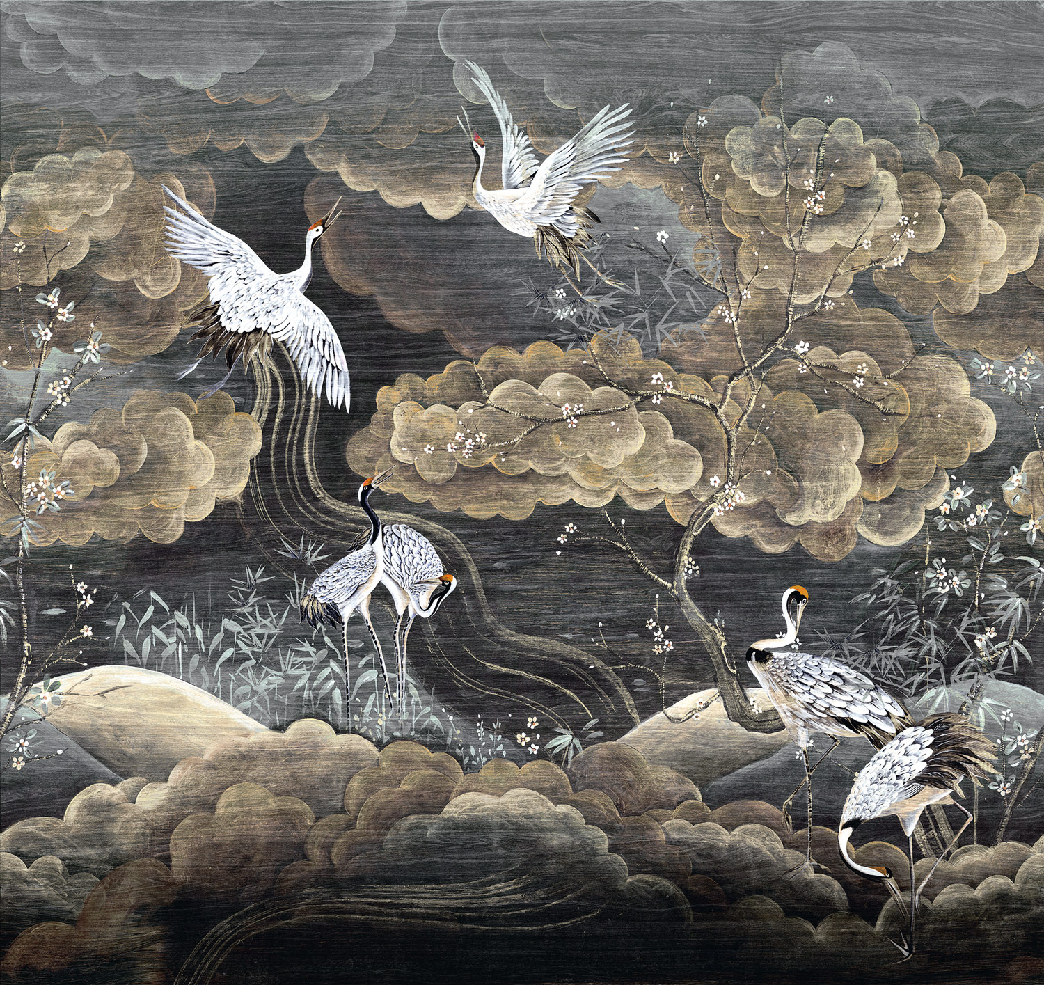 Masureel Fototapete Panel Traces Byobu Night DGTRA4011260