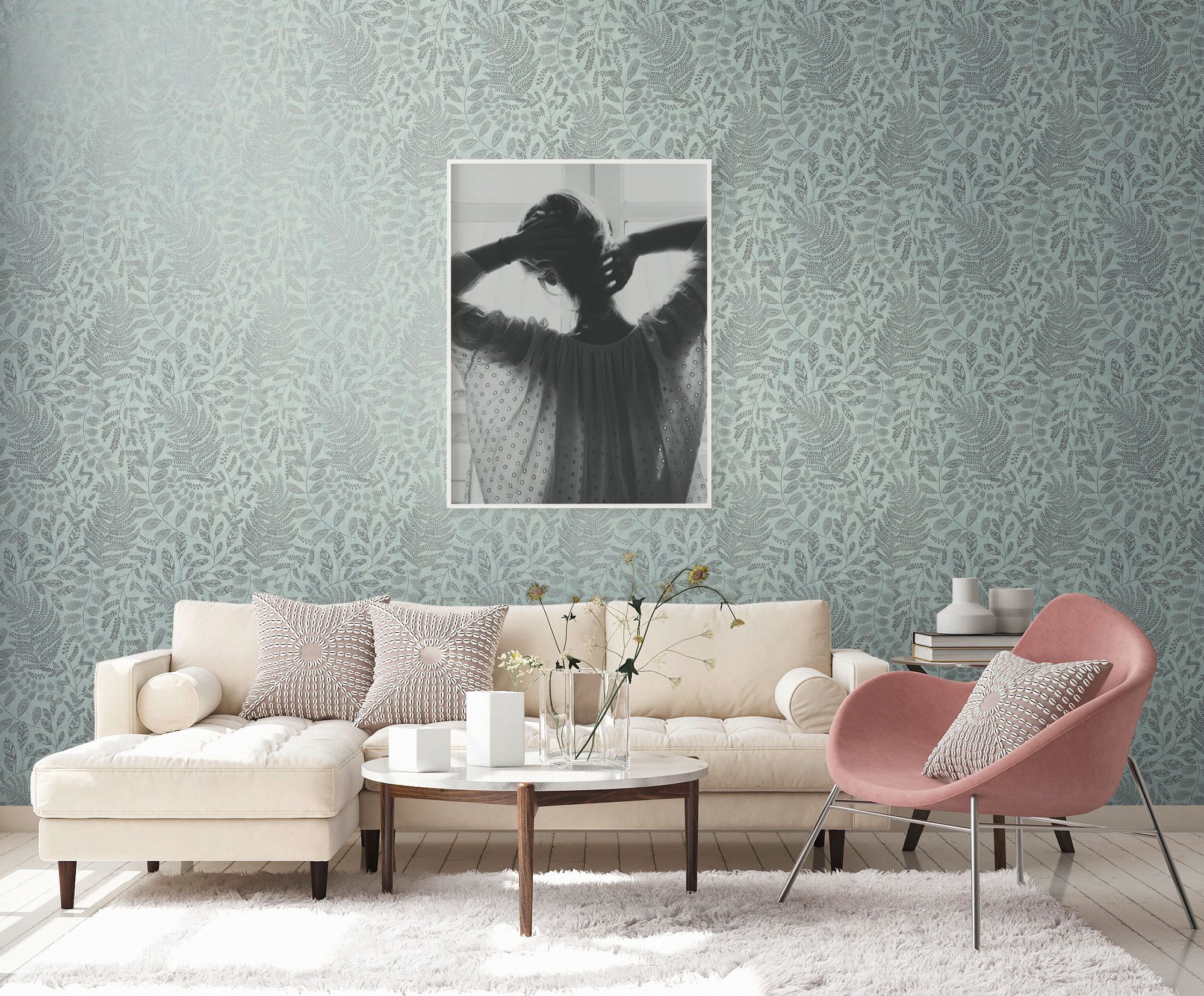 AS Vliestapete The BOS mintblau Blumentapete 388301