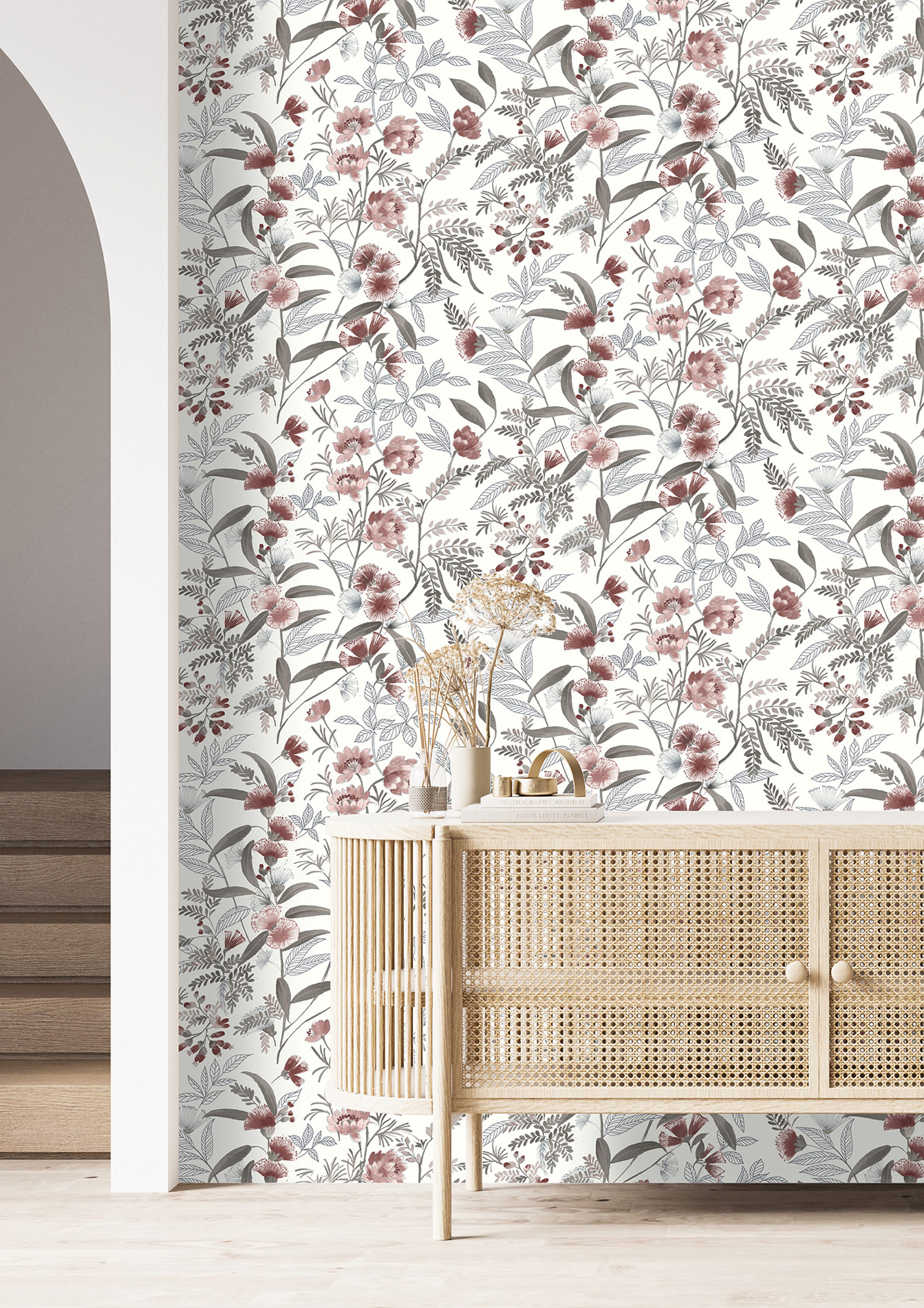 Rasch Vliestapete Symphony Rot-Dunkelrot Blumen 869118