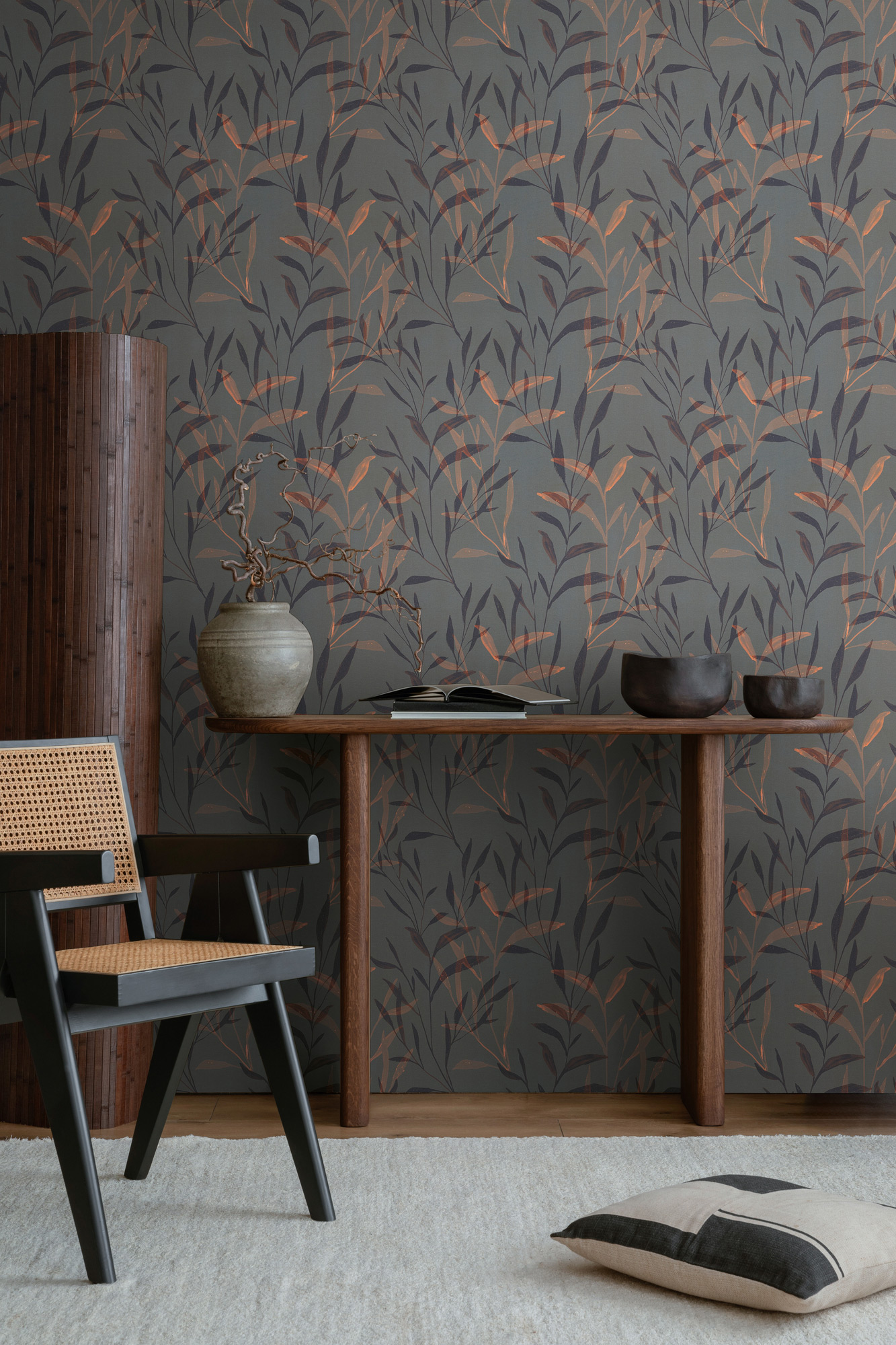 AS Vliestapete Anna d'Andrea Blätter Grau 782222