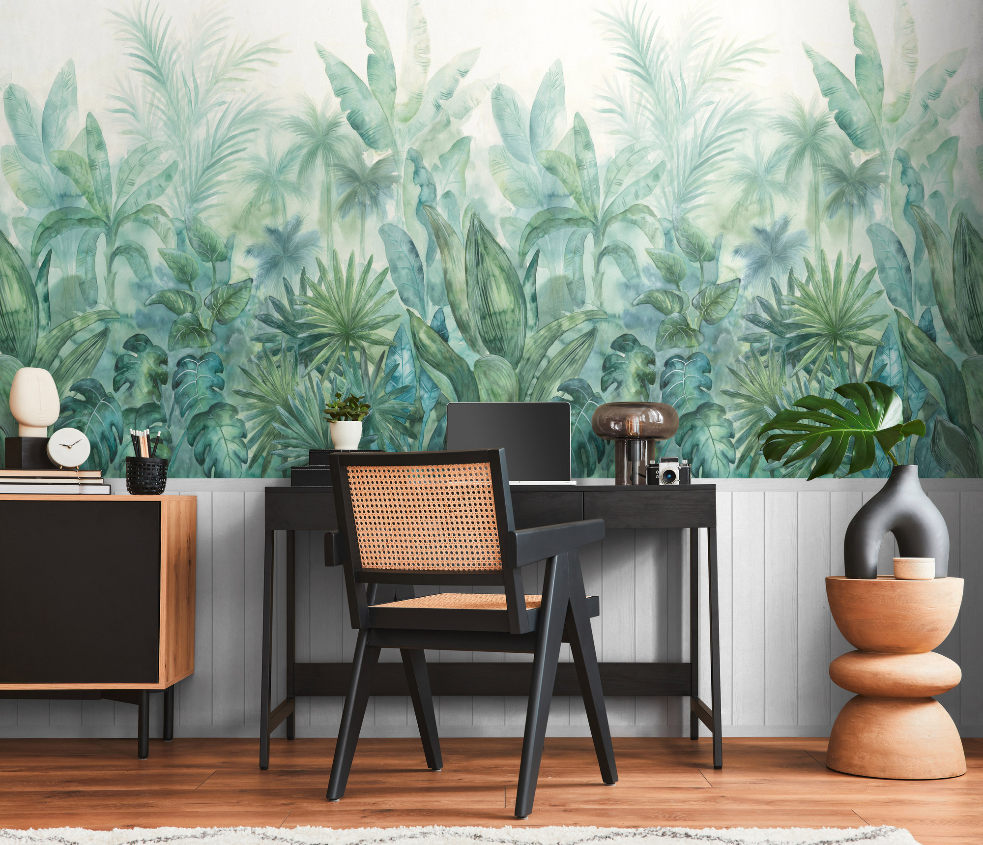 AS Vliestapete Wallpanel weiß Dschungel 398101