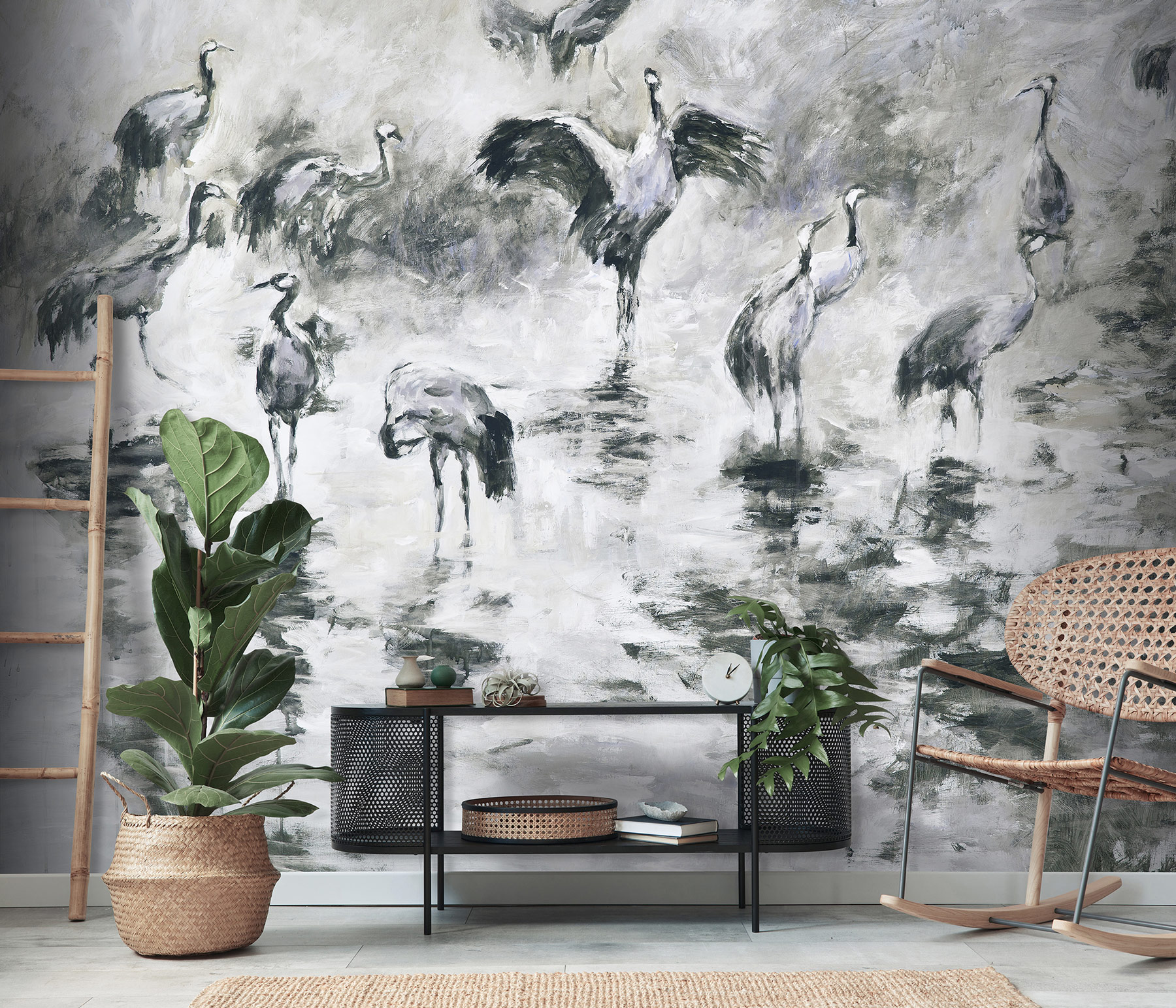 Erismann Fototapete GMK Art Edition Kraniche grau 222925