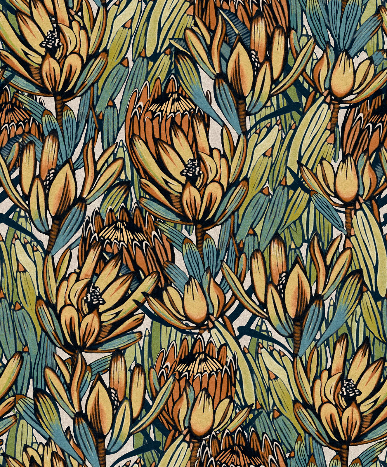 Thomas Vliestapete Brasilien Beige / Blau Blumen BA26031