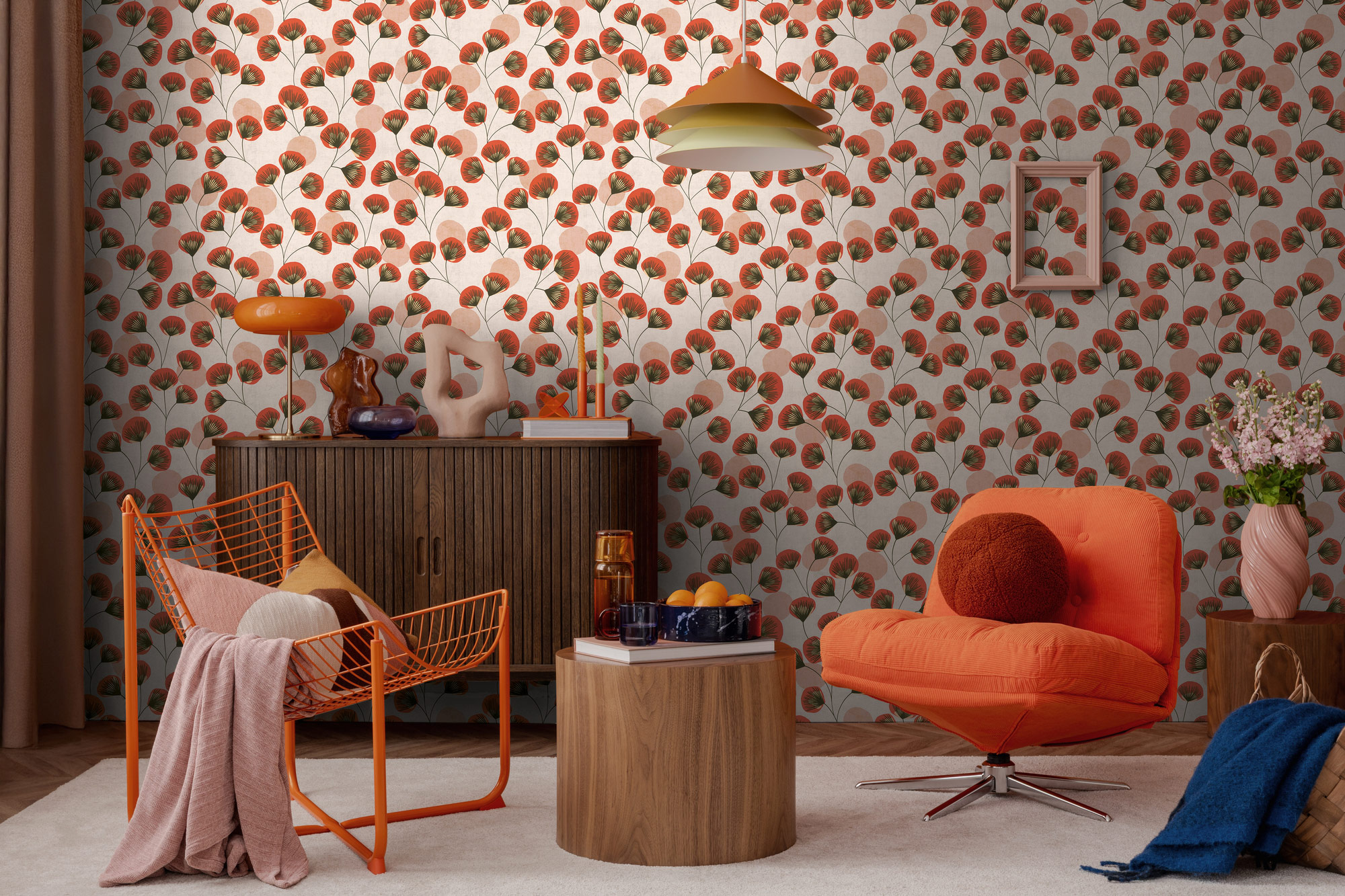 AS Vliestapete Nordic Feeling Floral Rot Grau 791513