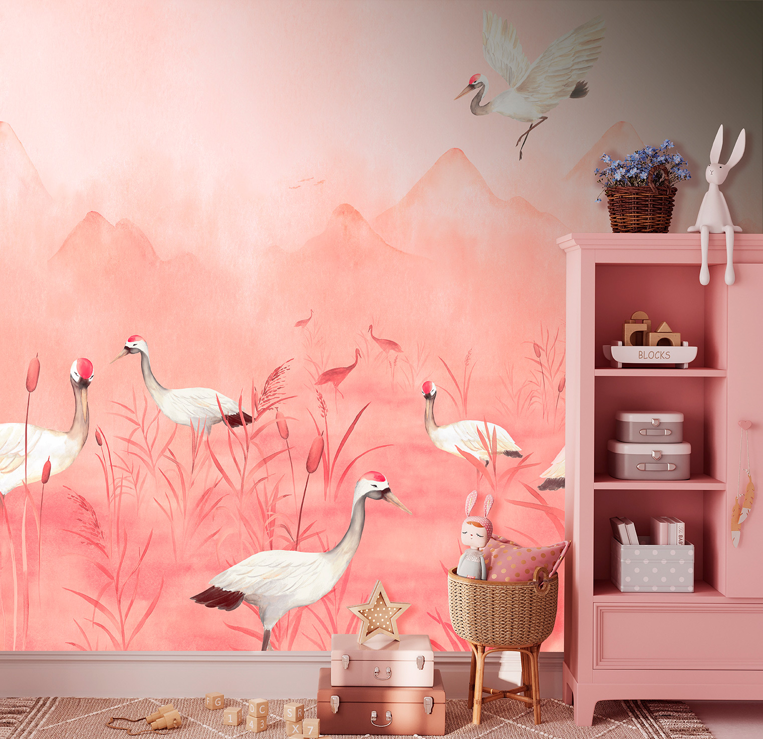 Decoprint Fototapete Cute Walls Kranichtanzwiese CW61501