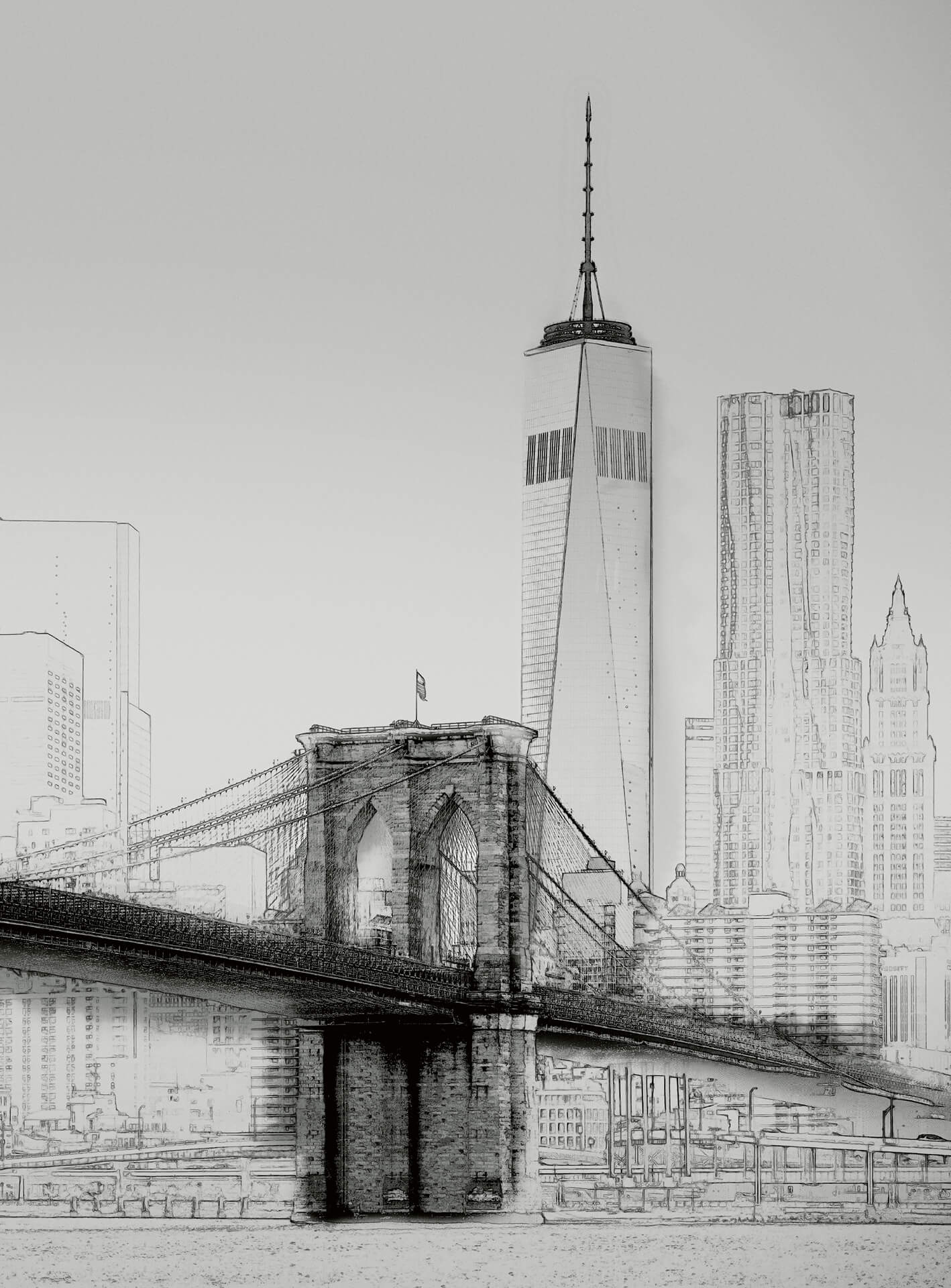 AS Fototapete Designwalls 2.0 New York Art Illustration Blac