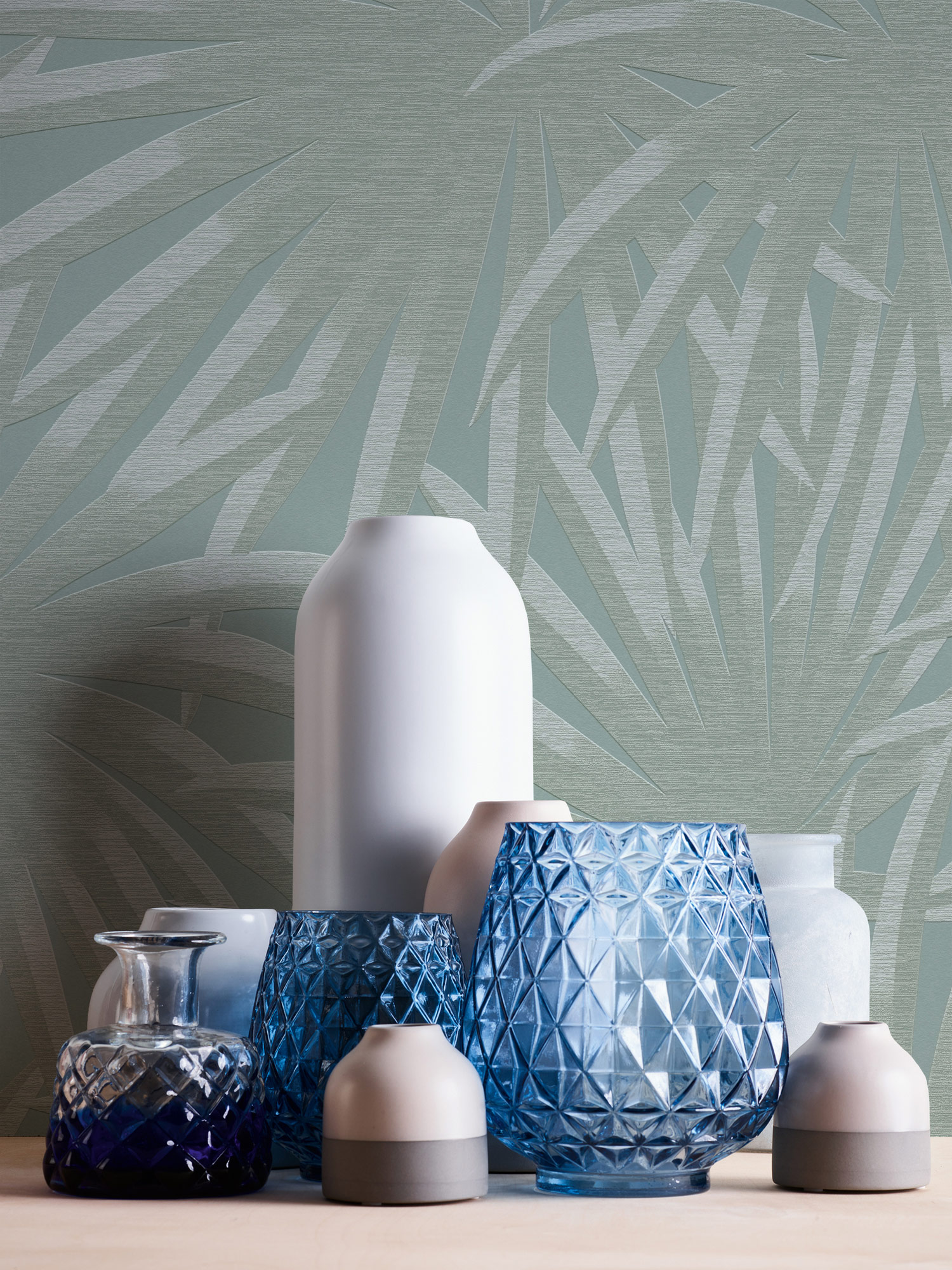 AS Vliestapete Casual Living Blau Palmenblätter 393384