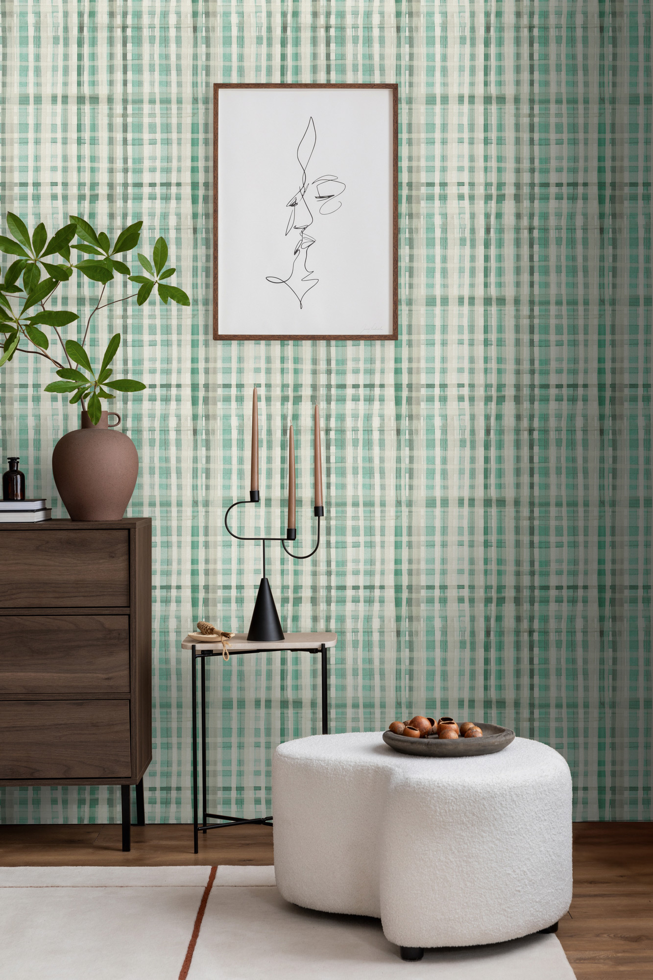 AS Vliestapete Anna d'Andrea Kariert Creme 782243