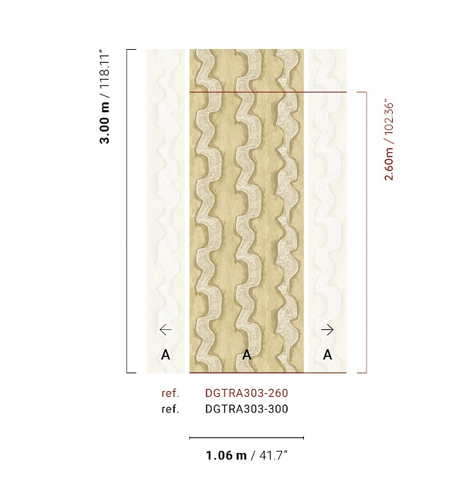 Masureel Fototapete Panel Traces Shodo Gold DGTRA303260