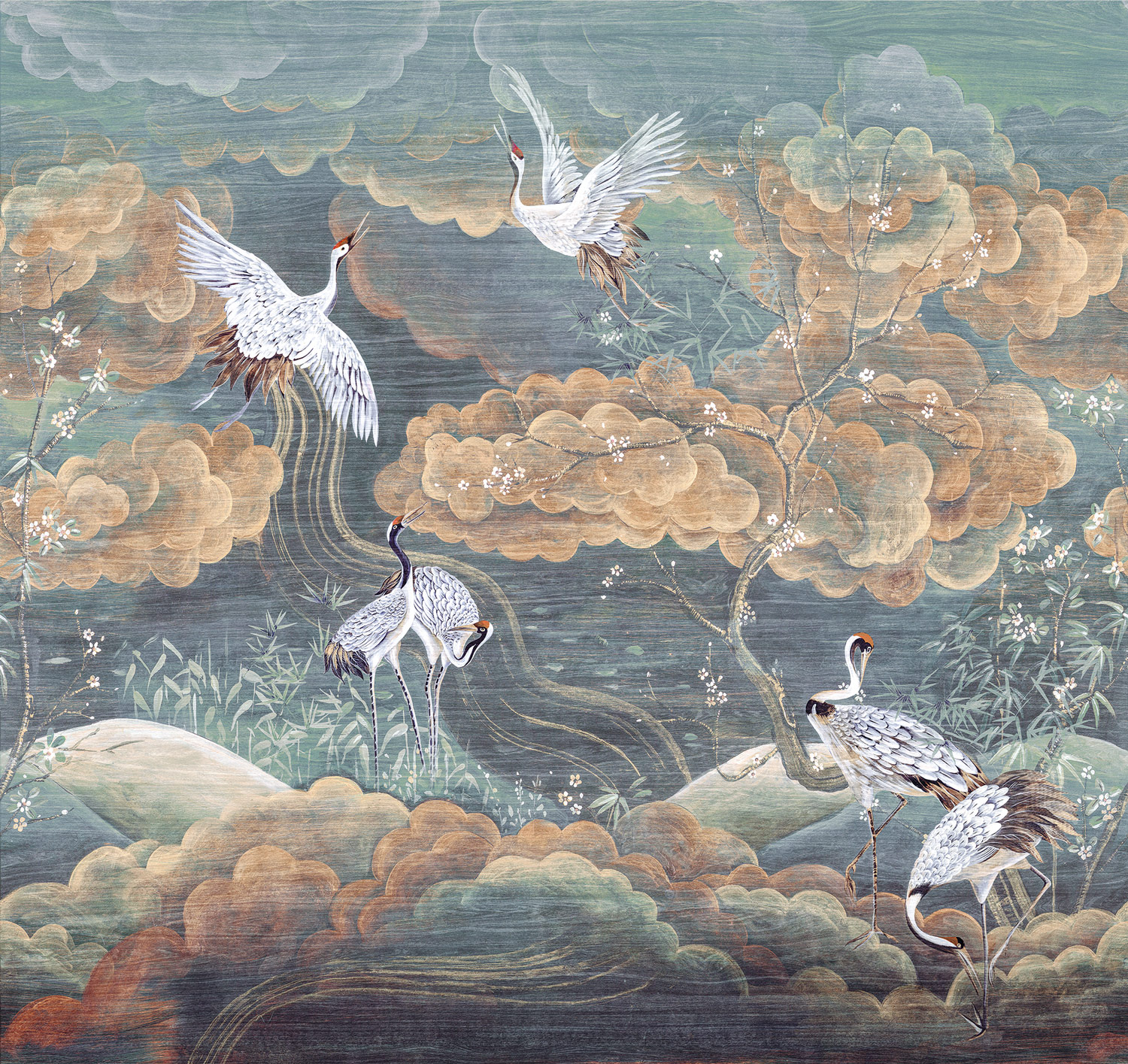 Masureel Fototapete Panel Traces Byobu Sunset DGTRA4031260