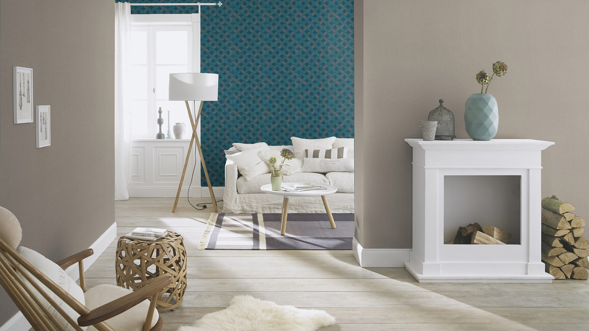 Rasch Vliestapete Country Charme Grau-Dunkelgrau 452037