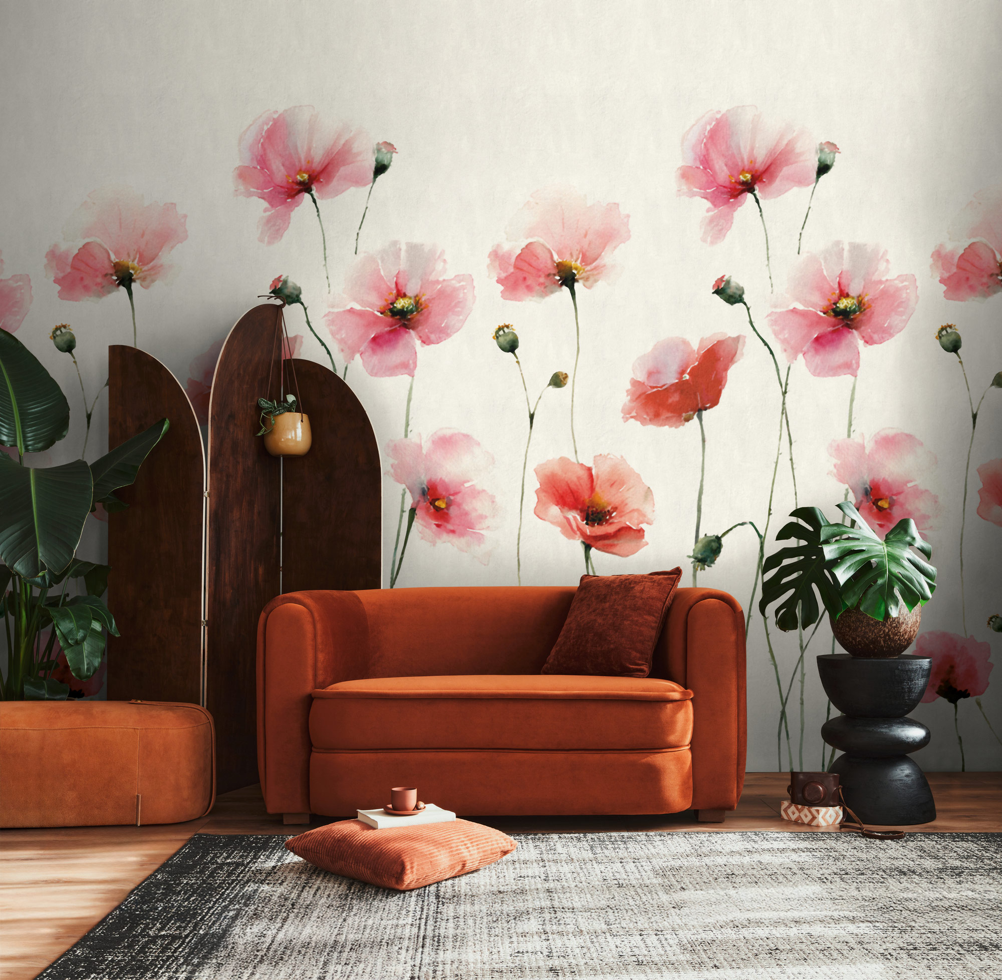 AS Fototapete The Wall 4 Blüten Rot 792361