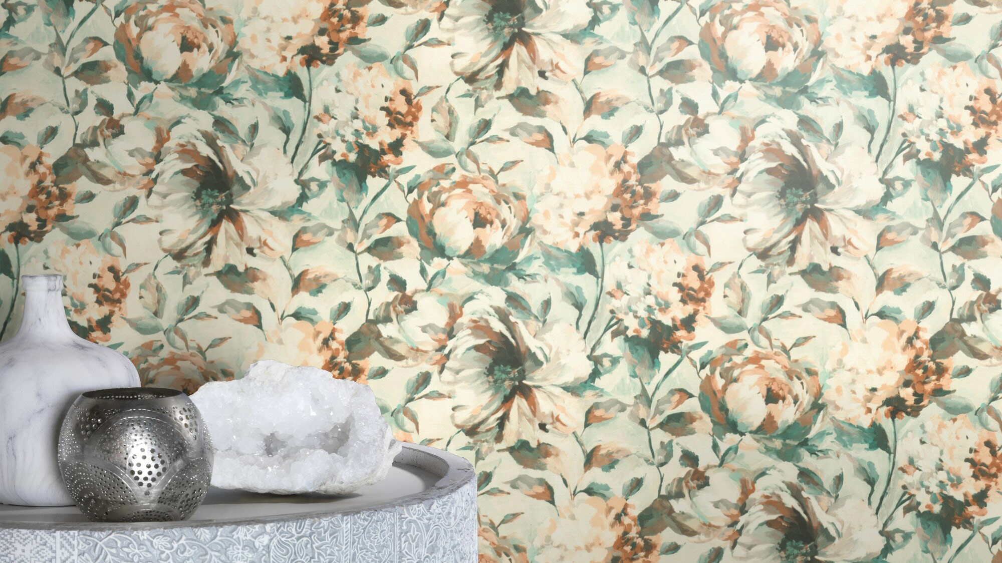 Rasch Vliestapete Florentine 3 Blumen Blüten Bouquet 485134