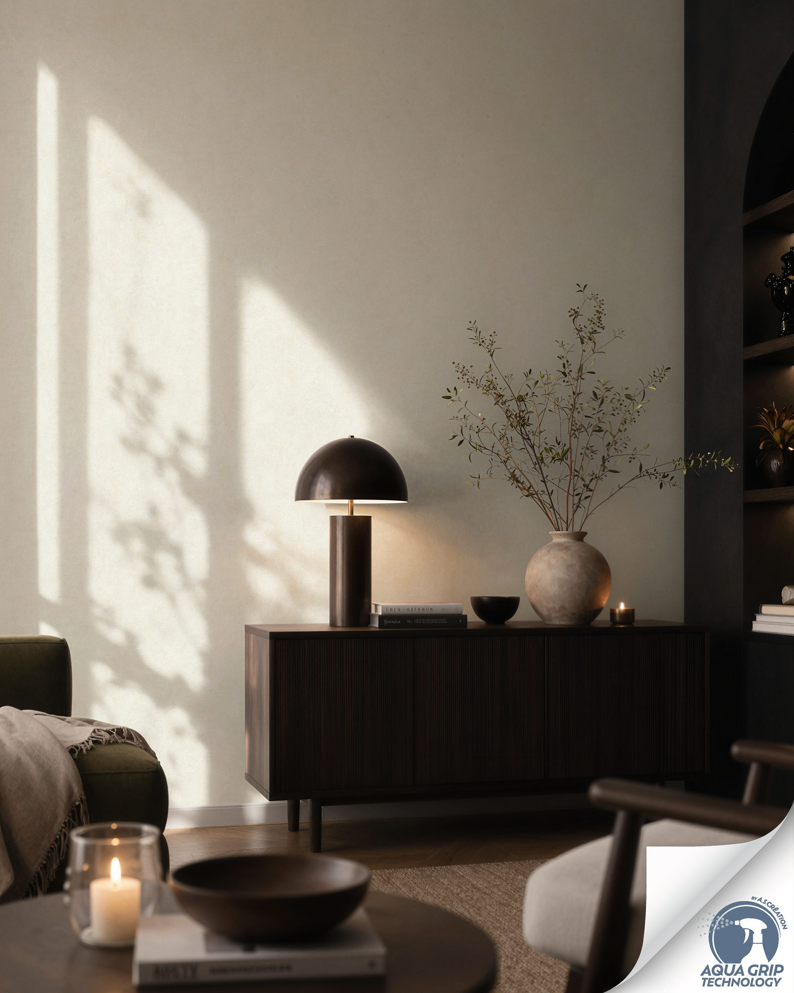 AS Vliestapete Cosiness Designdrop 2 Uni Creme 793151