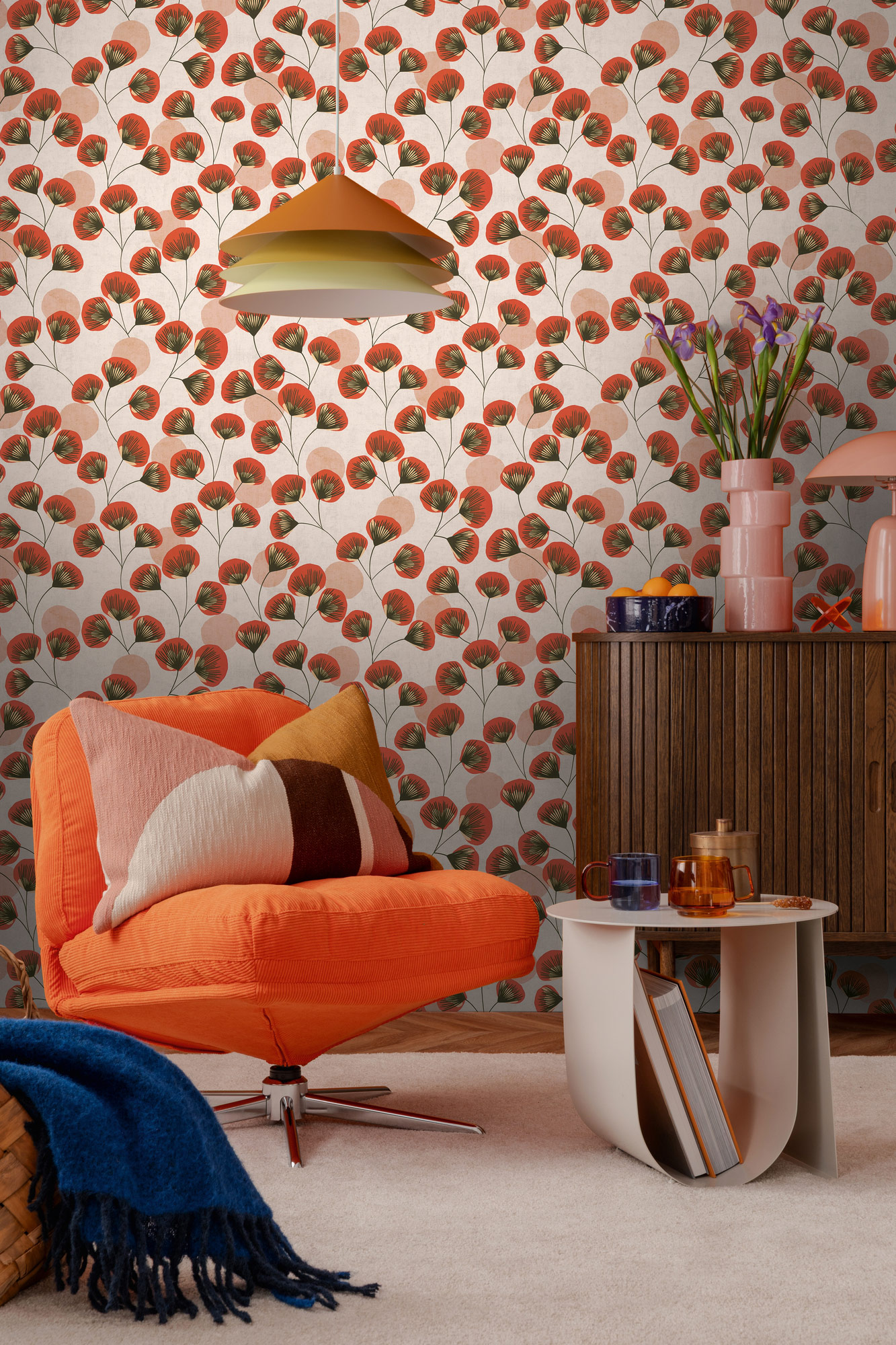 AS Vliestapete Nordic Feeling Floral Rot Grau 791513