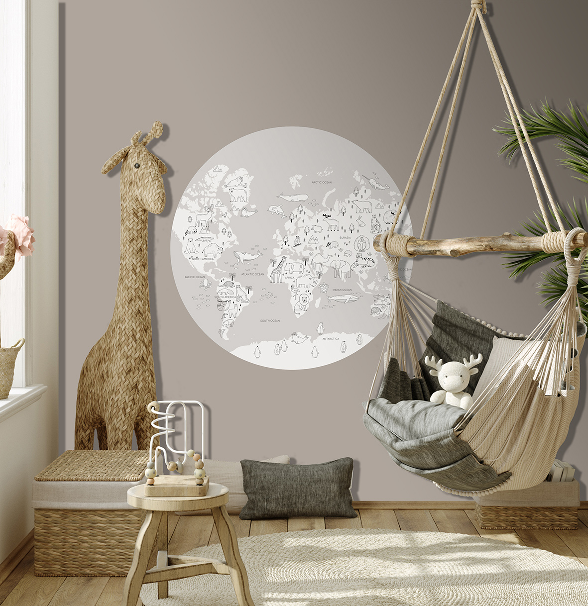 Thomas Fototapete Platin Formen  Weltkarte grau