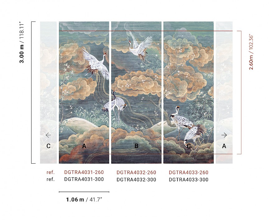 Masureel Fototapete Panel Traces Byobu Sunset DGTRA4031260